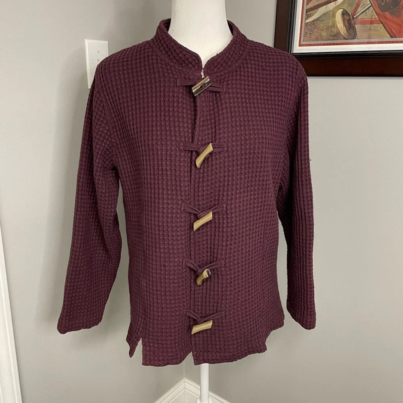 Cabela's | Waffle Knit Lightweight Jacket Purple Plum Toggle Tortoise Size XL - Picture 1 of 4